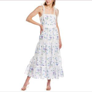 Beulah Floral Tiered Midi/Maxi Dress with Lace Tie Straps